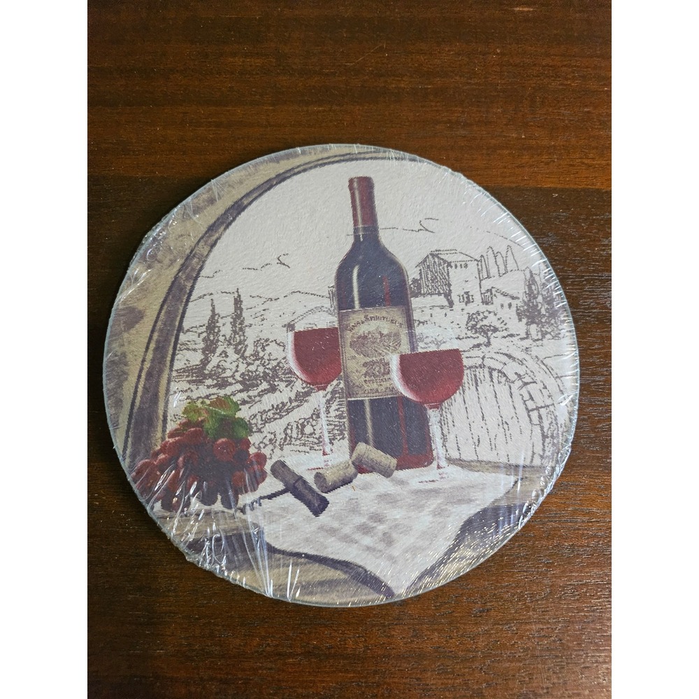 Greenbrier International Cutting Board Home Round Multi Wine Vineyard Scene